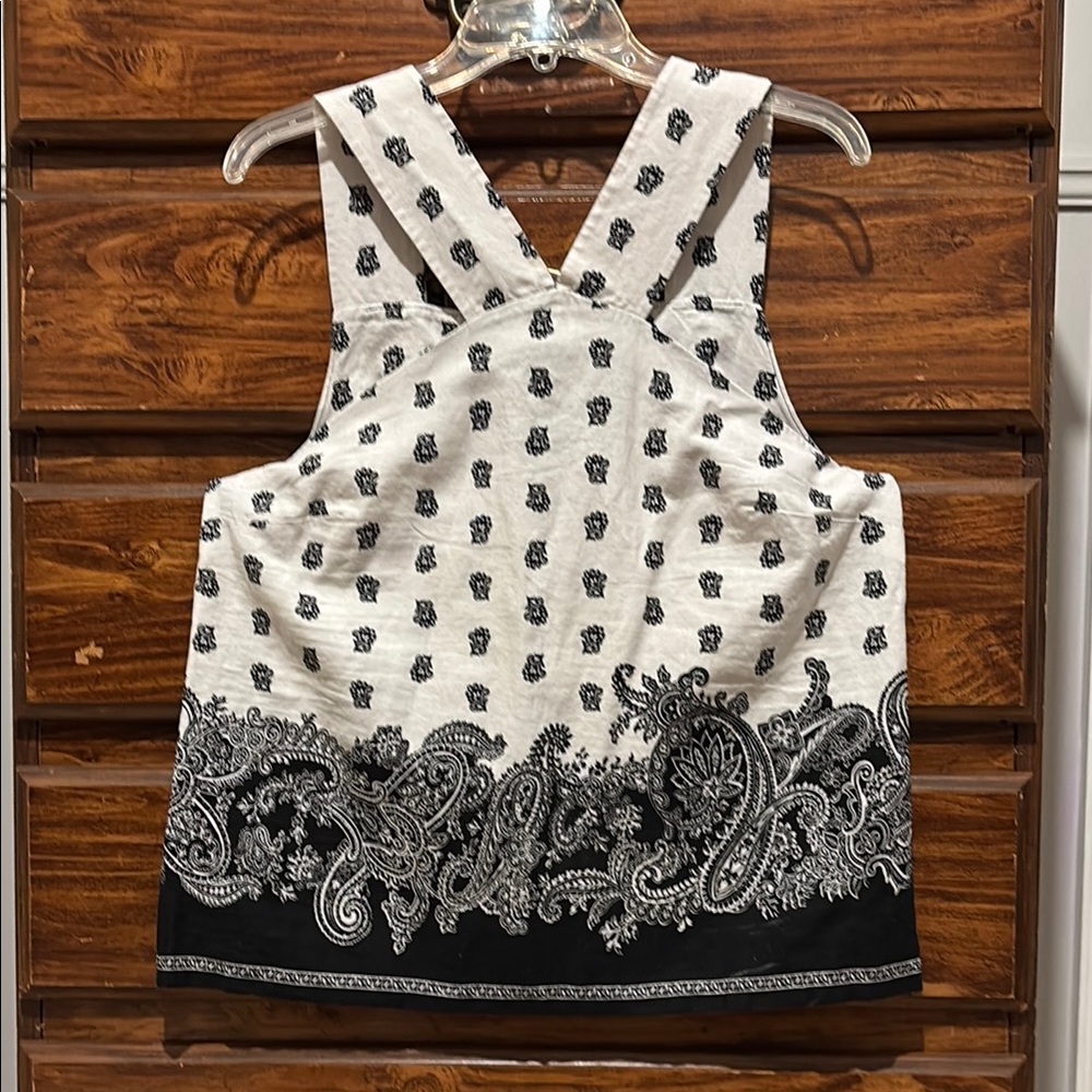 Black and White Paisley Women's Halter Tank Top, Large